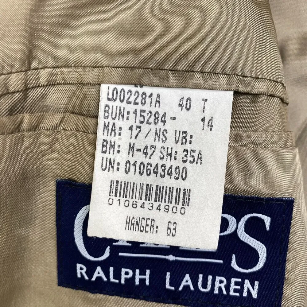 Chaps Ralph Lauren Corduroy Blazer Suit Jacket Sport Coat Mens 40 T Cotton